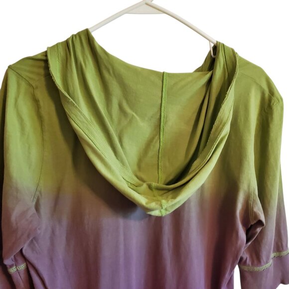 Good Vibes By Life is Good Short Sleeve Hooded Ombre T-shirt Size Large - Picture 4 of 16